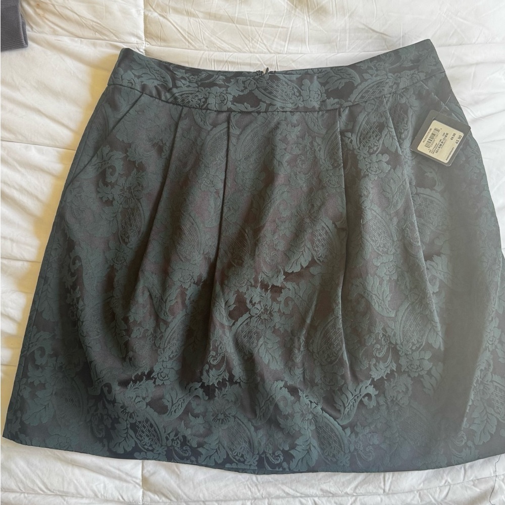 Brand New Halogen Emerald/Black Floral Skirt